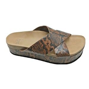 DIRTY LAUNDRY Push It Coffee Brown Snakeskin Print Womens Platform Sandals 9.5